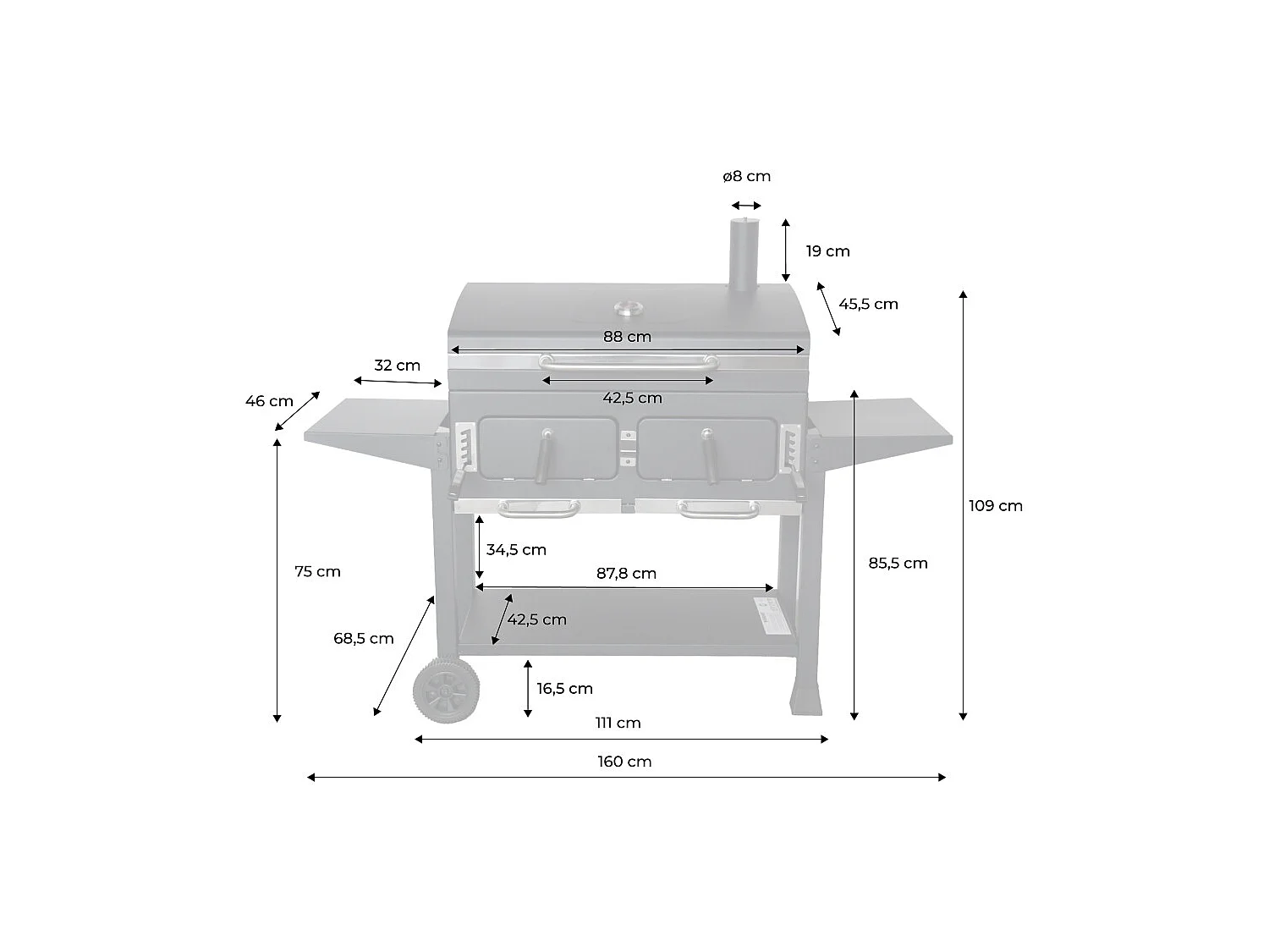 Barbecue a carbonella xl, nero