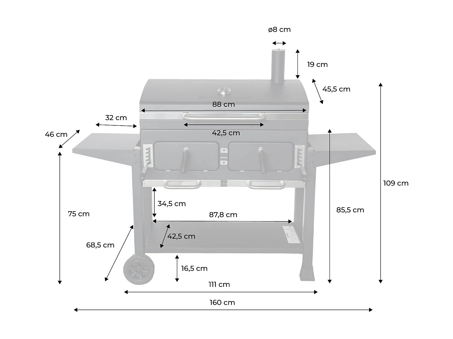 Barbecue a carbonella xl, nero