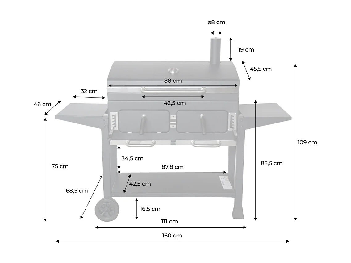 Barbecue a carbonella xl, nero