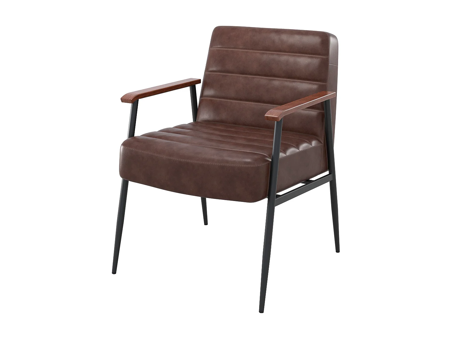 Fauteuil en cuir de buffle marron et métal noir - Hugues