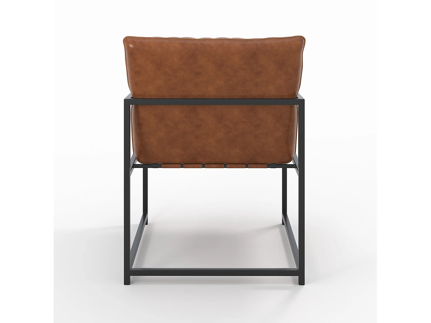 Fauteuil en cuir de buffle marron et métal noir - Armand
