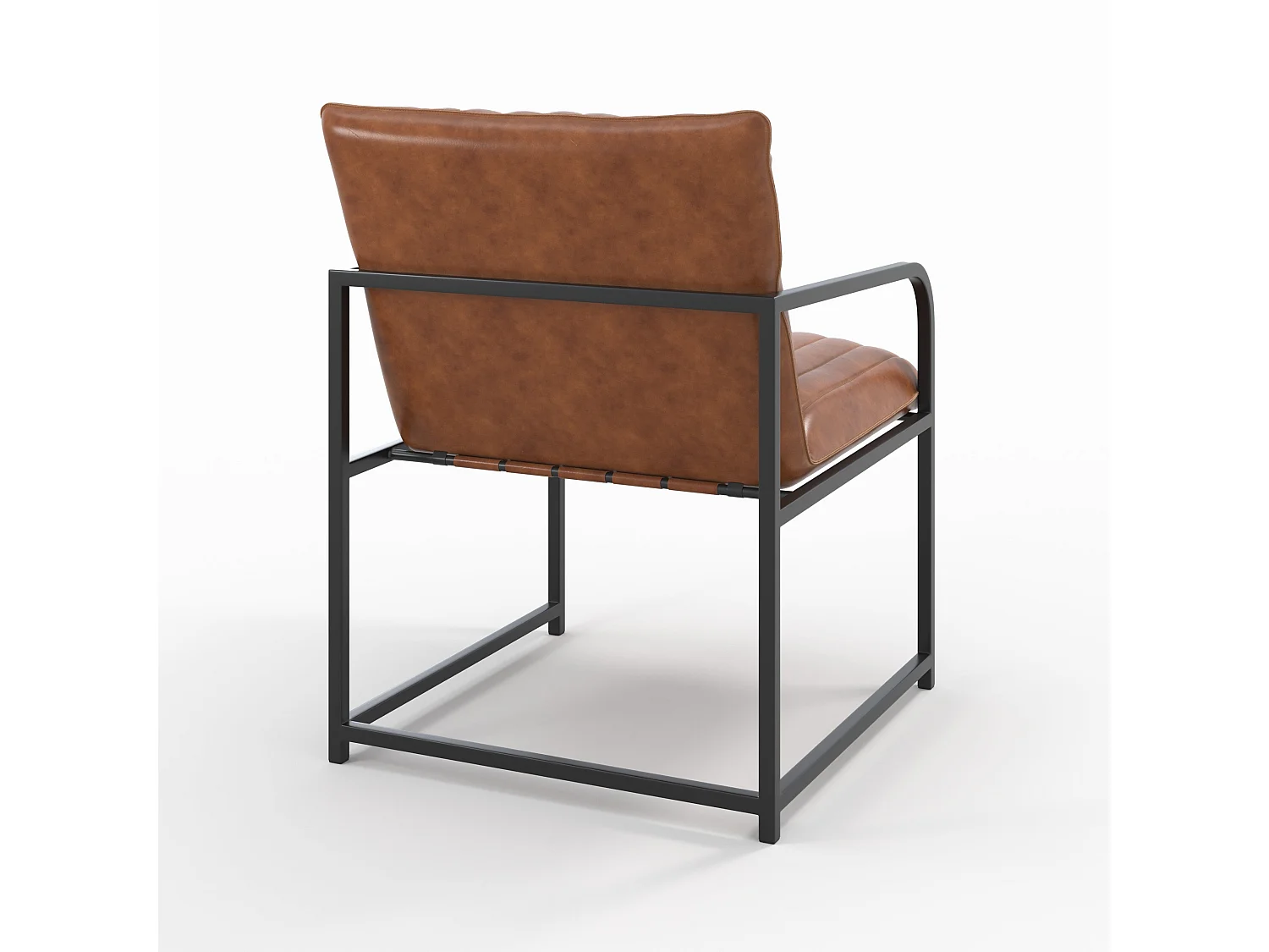 Fauteuil en cuir de buffle marron et métal noir - Armand