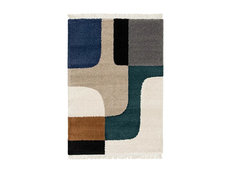 Tapis intérieur shaggy. motifs géométriques. crème. 160 x 230cm