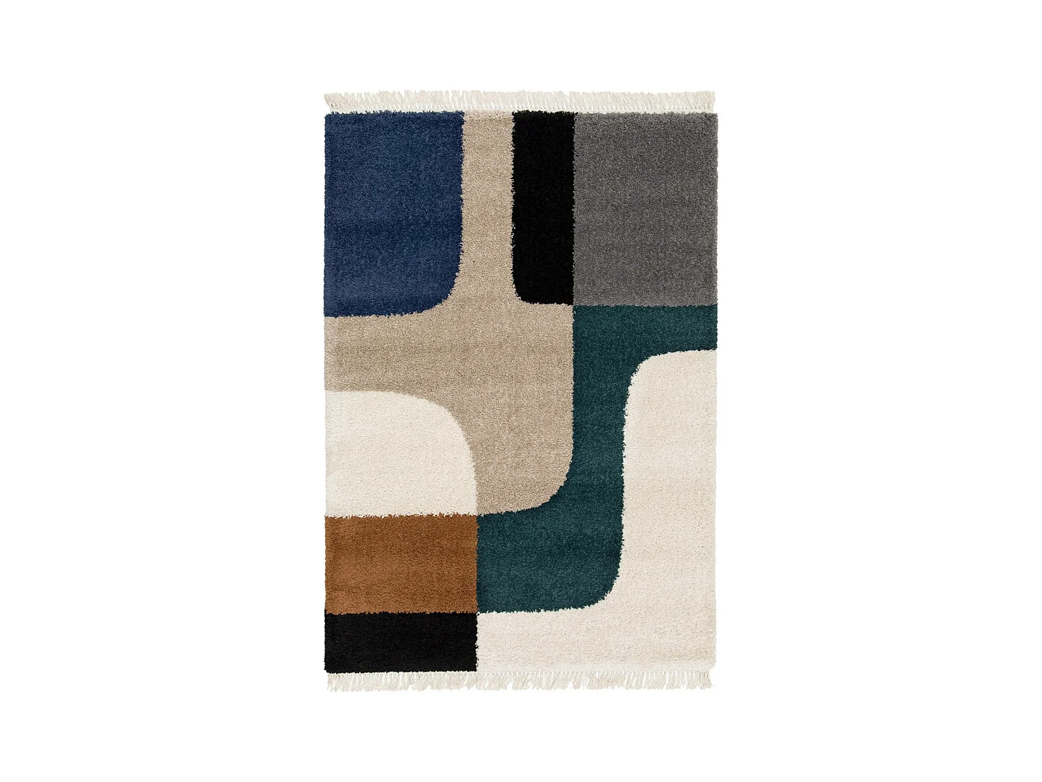 Tapis intérieur shaggy. motifs géométriques. crème. 160 x 230cm