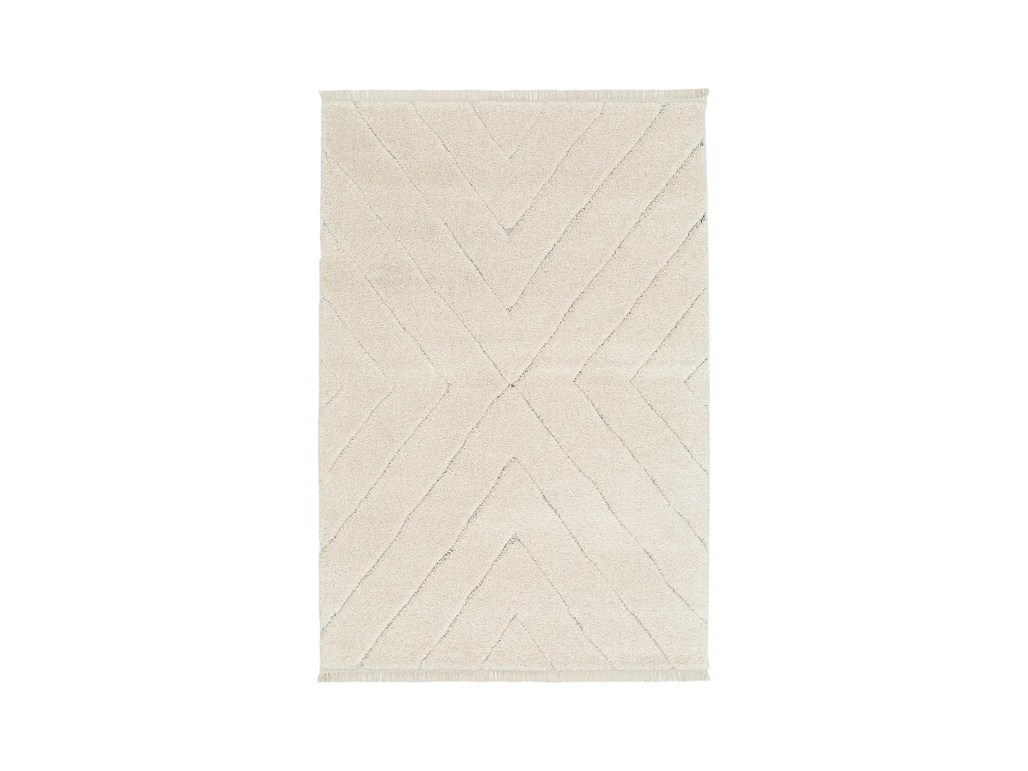 Tapis intérieur tufté avec légers reliefs crème. 120 x 170cm