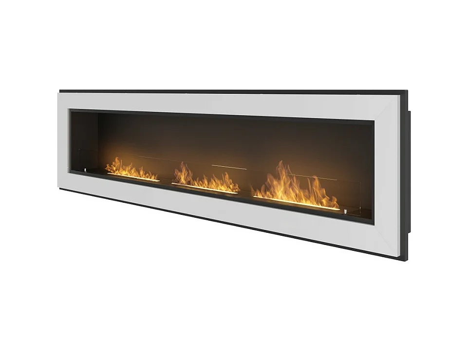 Cheminée au bioéthanol encastrable Frame 1800 SimpleFire avec verre blanc