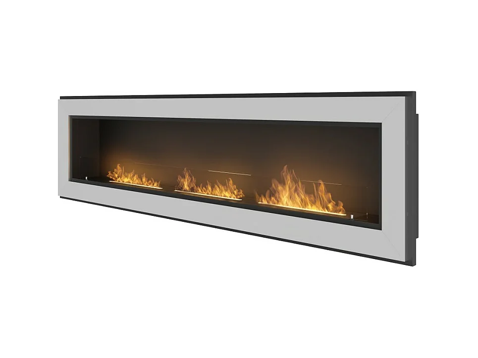 Sololed Caminetto a Bioetanolo Frame 1800 da incasso a parete con vetro incluso biocamino con 3 bruciatori da 1 litro - Inox