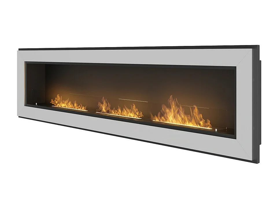 Cheminée au bioéthanol encastrable Frame 1800 SimpleFire avec vitre en acier inoxydable