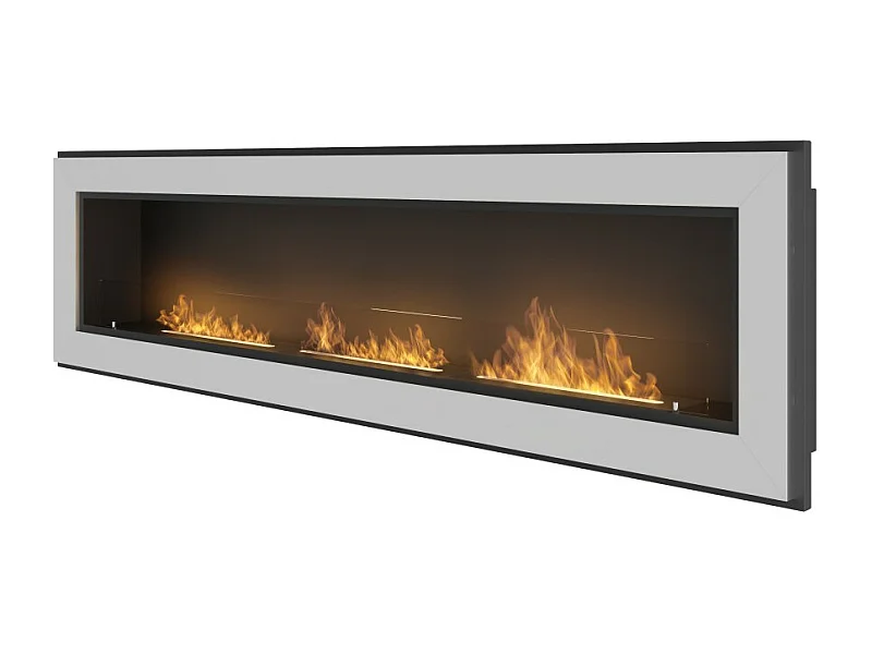 Cheminée au bioéthanol encastrable Frame 1800 SimpleFire avec vitre en acier inoxydable