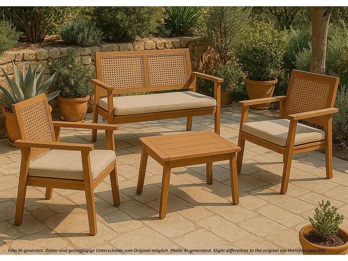 Ensemble de jardin MVG-N46 (4 pièces),  Coussin crème