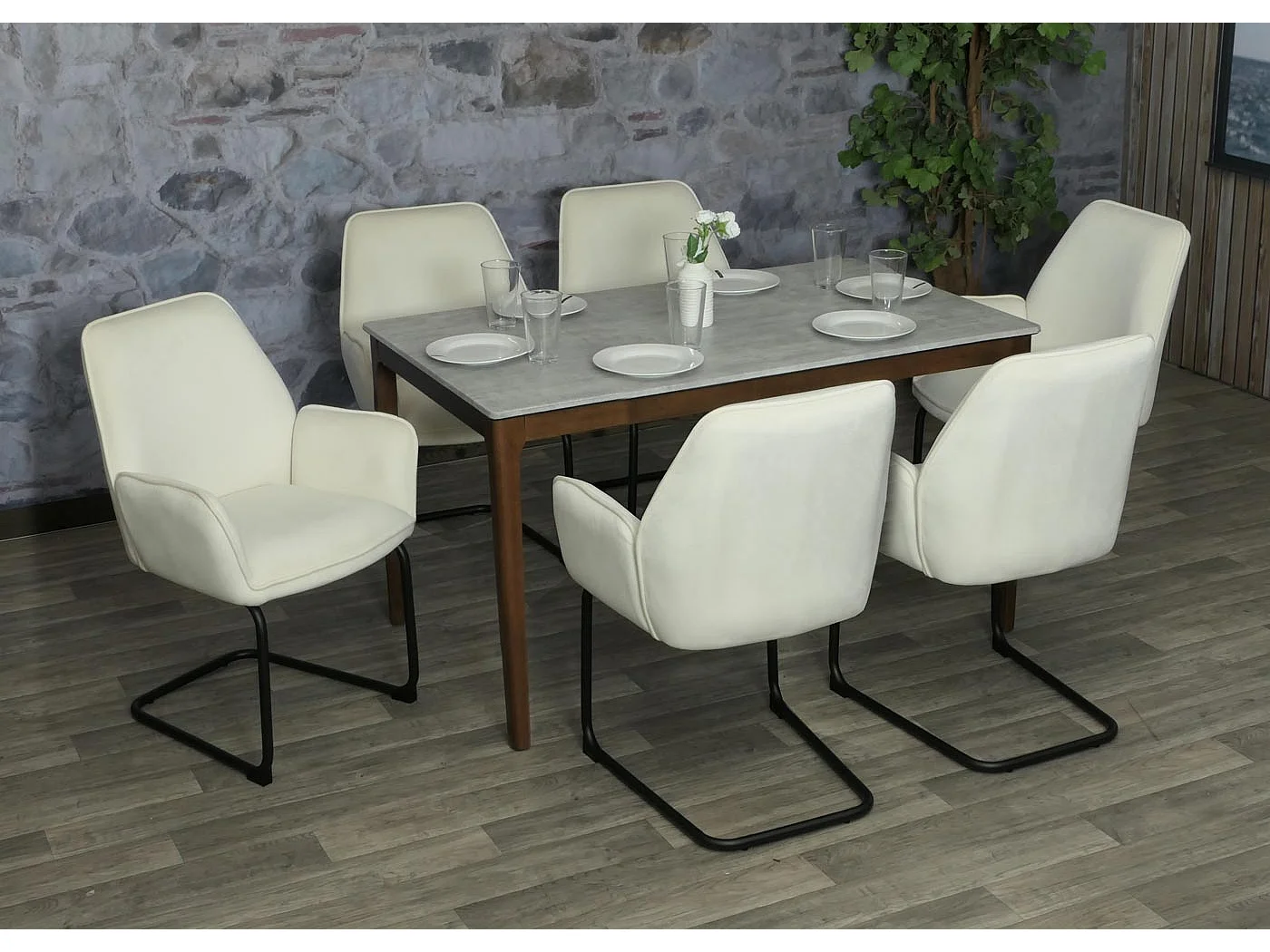 Cadeira cantilever MCW-G67,  bege-creme