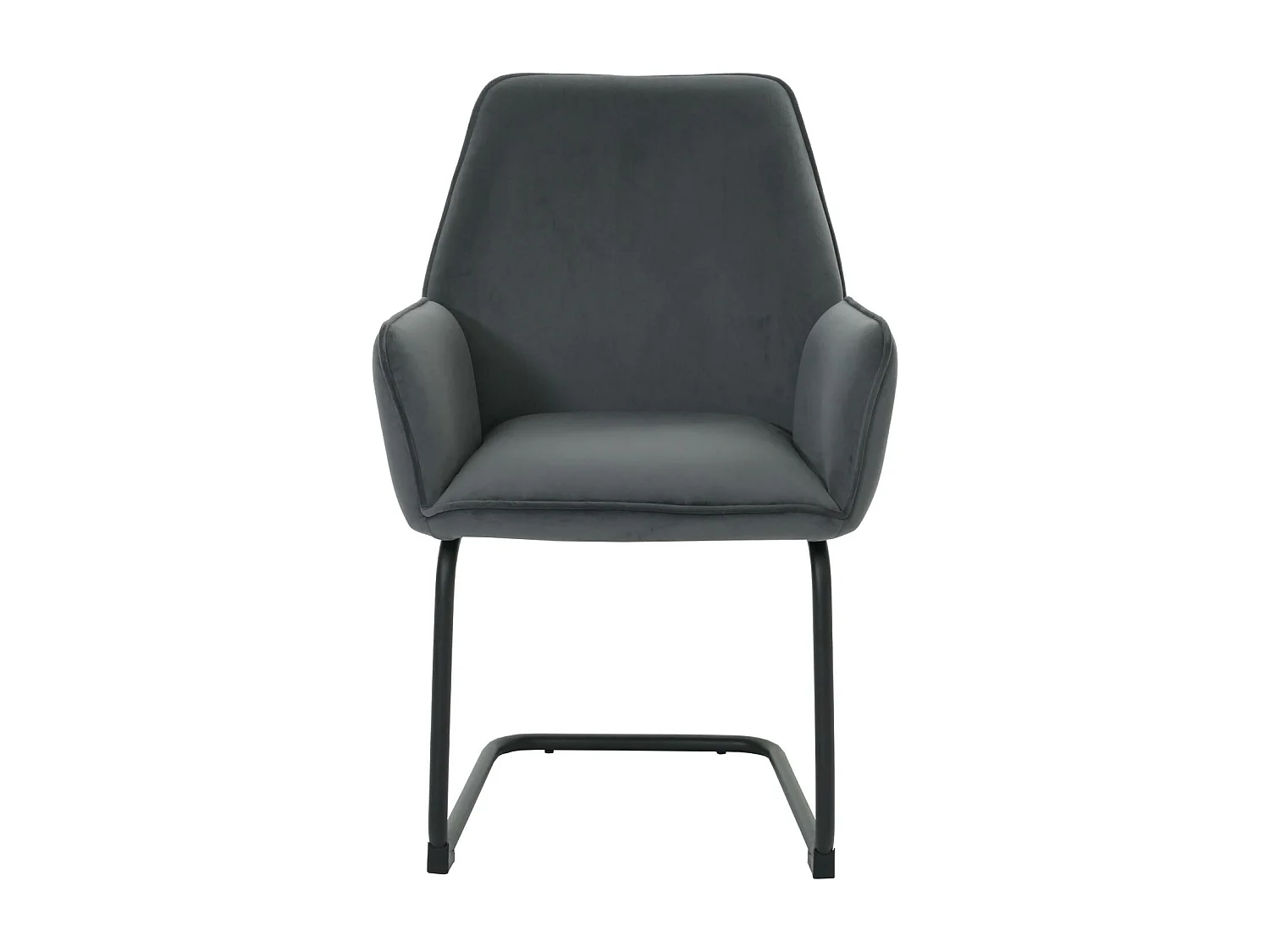 Sedia per sala da pranzo MCW-G67, con braccioli, a slitta, tessuto Oeko-Tex MVG ~ grigio scuro