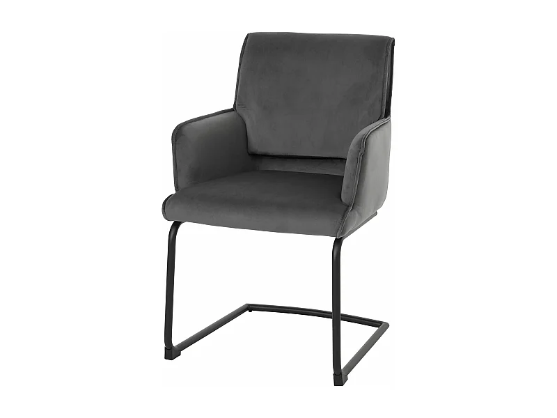 Sedia a slitta MCW-N60, sedia da pranzo cucina sala attesa stoffa/tessuto Oeko-Tex MVG ~ grigio scuro