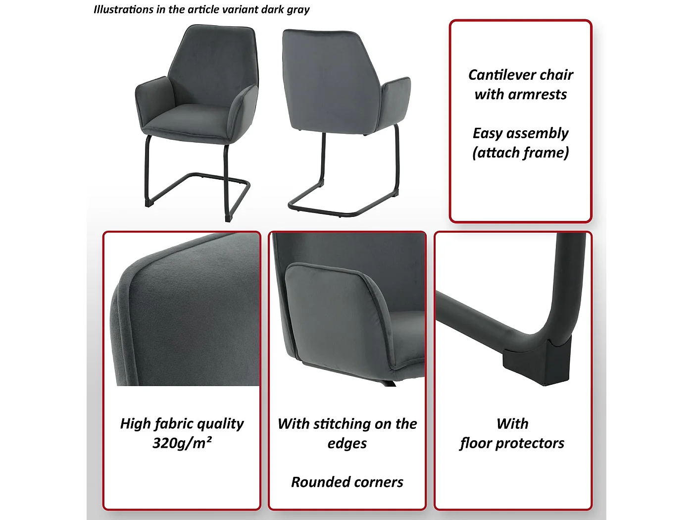 Cantilever chair MCW-G67,  green