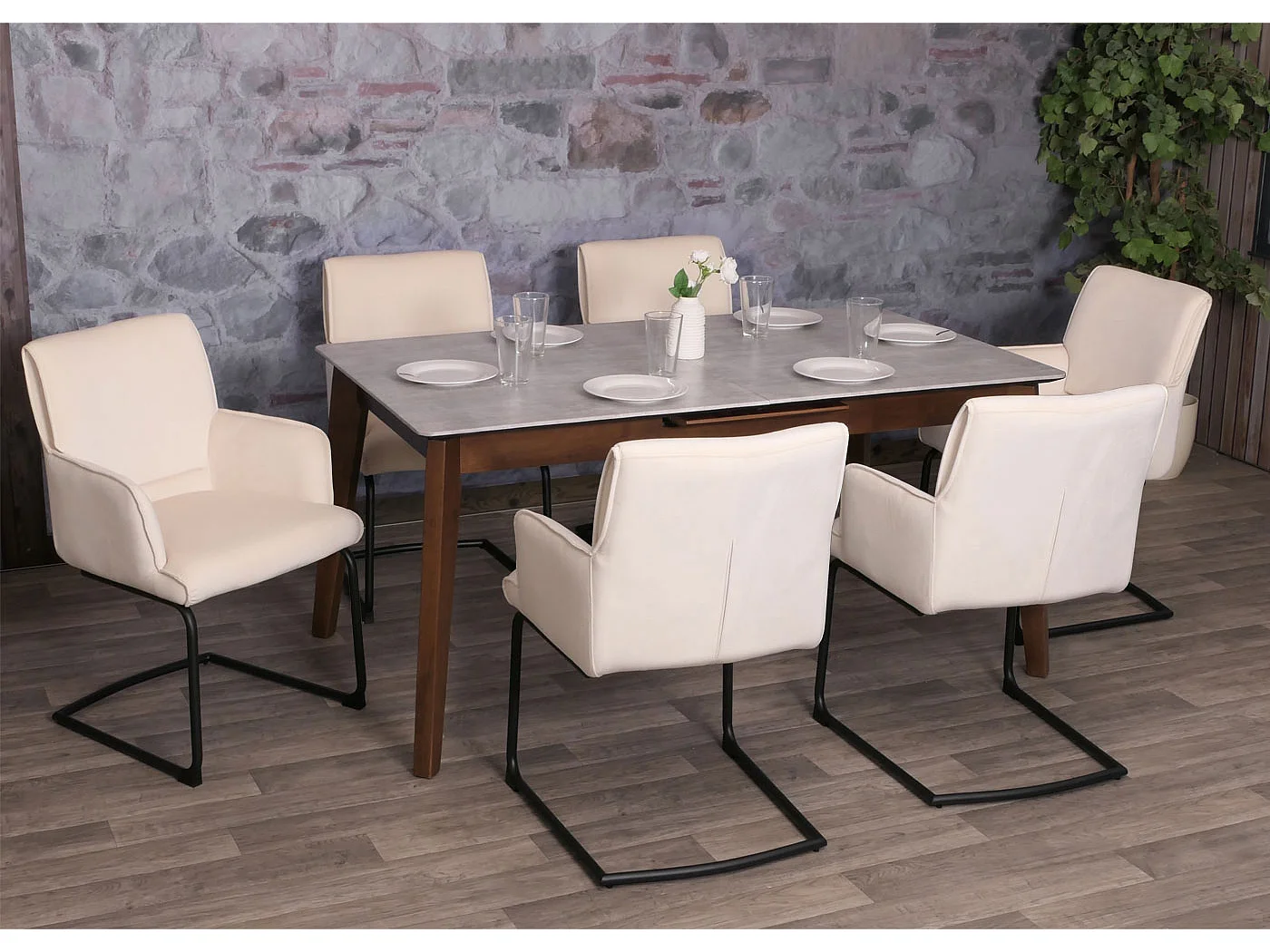 Cadeira cantilever MCW-N60,  bege-creme