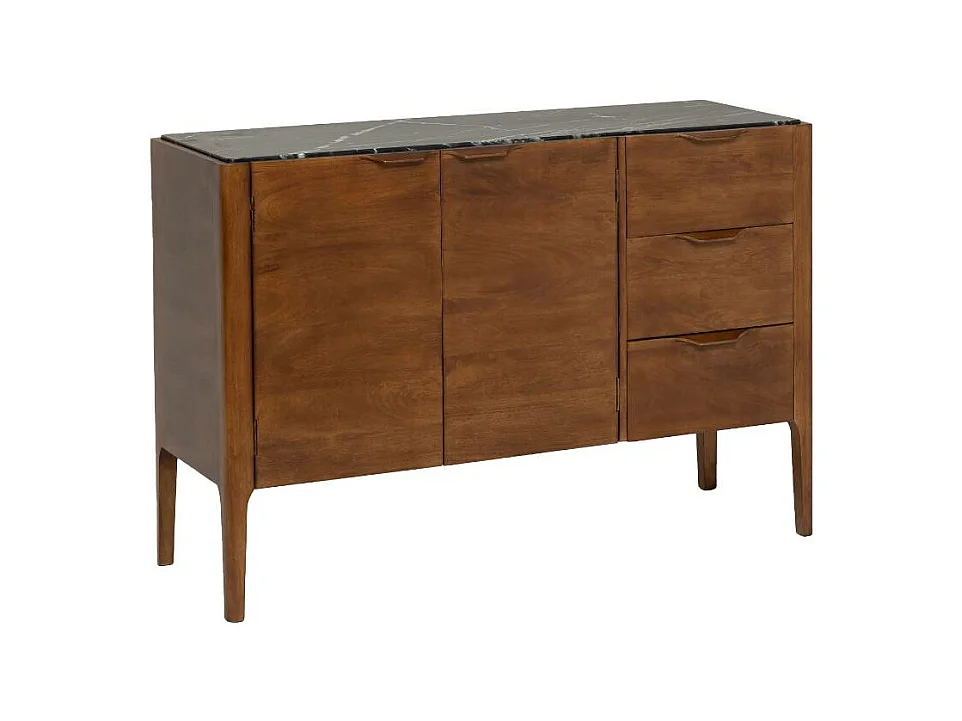 Buffet de madera de mango y mármol negro Roch - Made in Meubles