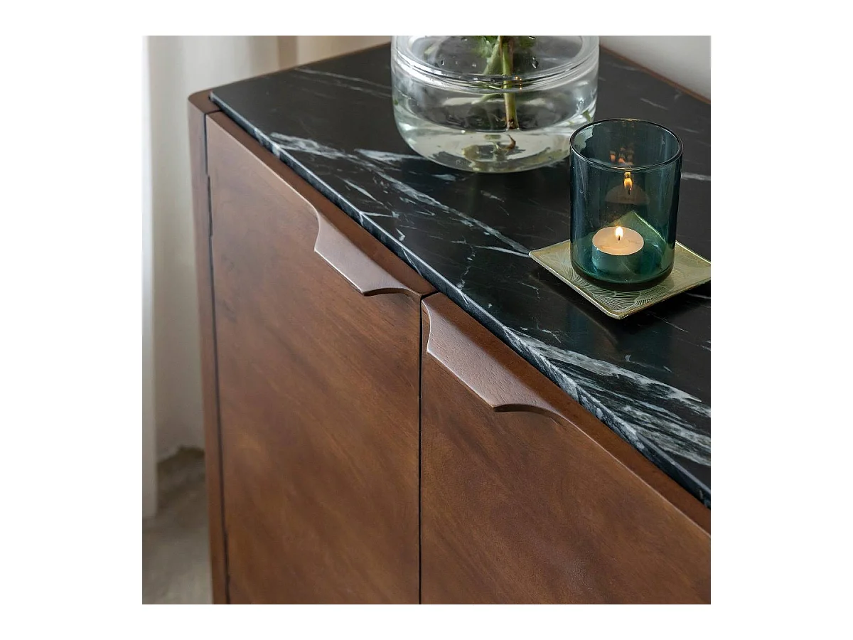 Buffet de madera de mango y mármol negro Roch - Made in Meubles