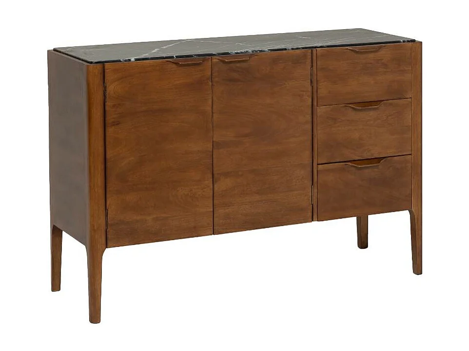 Buffet de madera de mango y mármol negro Roch - Made in Meubles