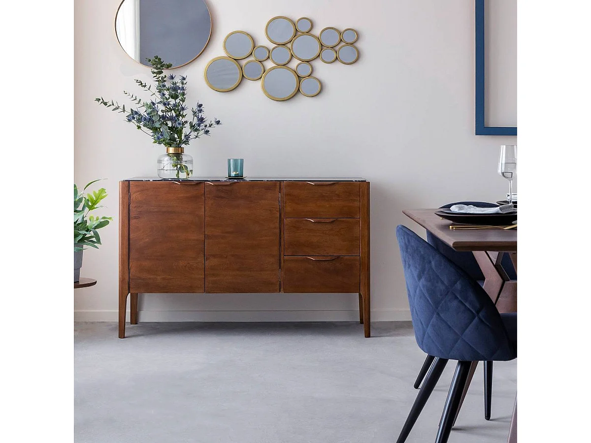 Buffet de madera de mango y mármol negro Roch - Made in Meubles