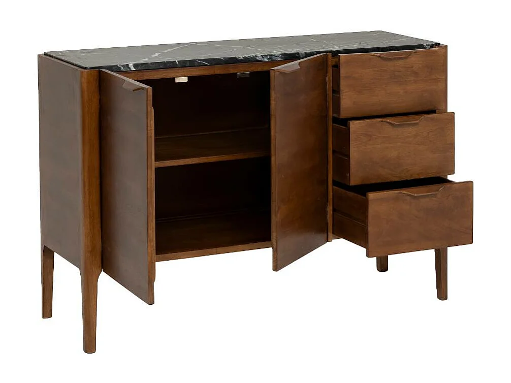 Buffet de madera de mango y mármol negro Roch - Made in Meubles