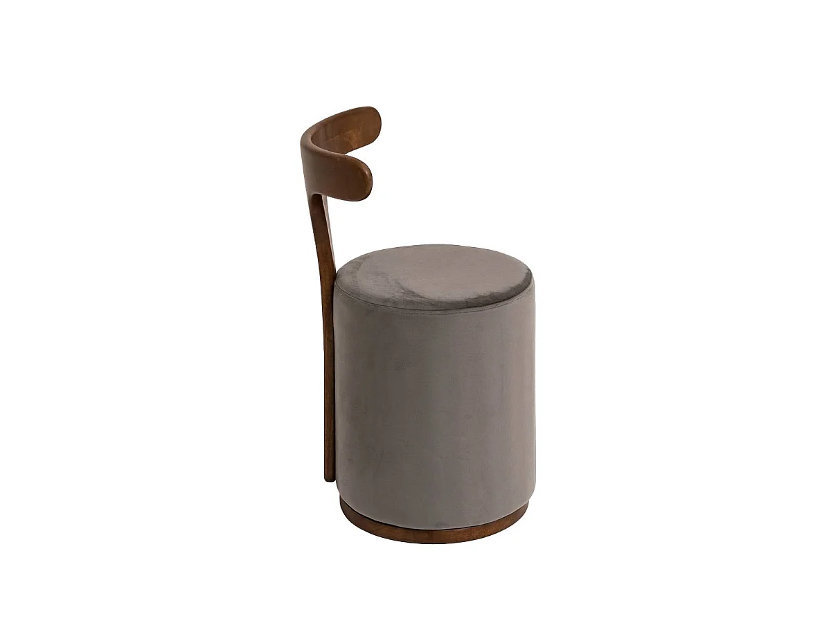 Sillón gris Adonis de mango con asiento de terciopelo
