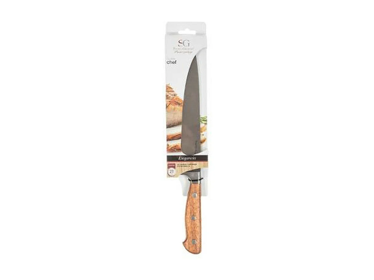 Cuchillo de Chef "Elegancia" 33cm Natural en Madera y Acero