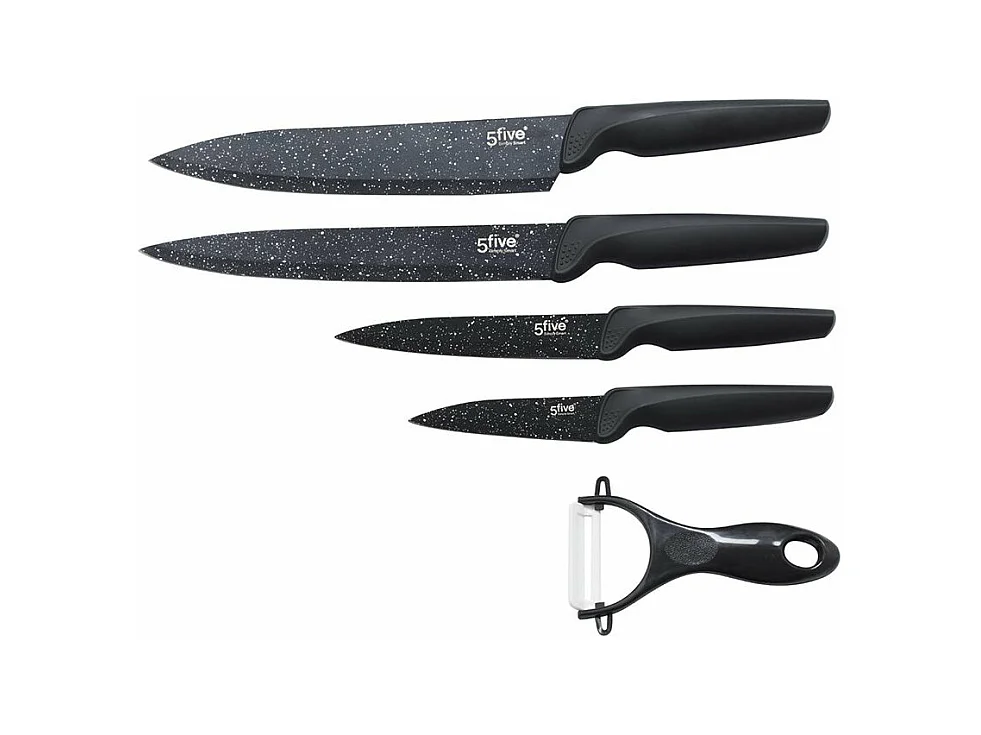 Coffret 5 Pièces Inox "Couteaux" 37cm Noir