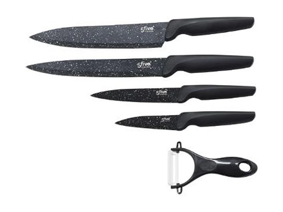 Coffret 5 Pièces Inox "Couteaux" 37cm Noir