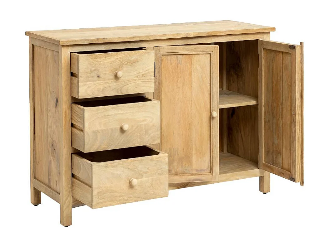 Meuble sous vasque en bois de manguier blanchi Ronan