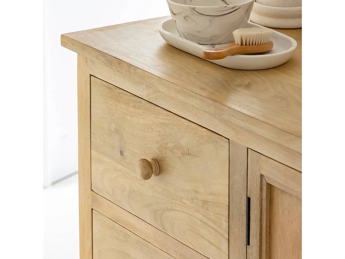 Meuble sous vasque en bois de manguier blanchi Ronan