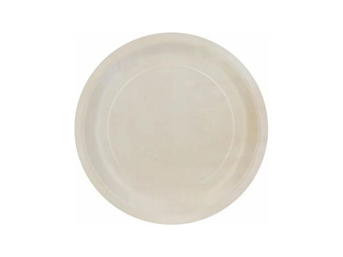 Lot de 6 Assiettes Rondes en Pin "Ecolo" 25cm Naturel