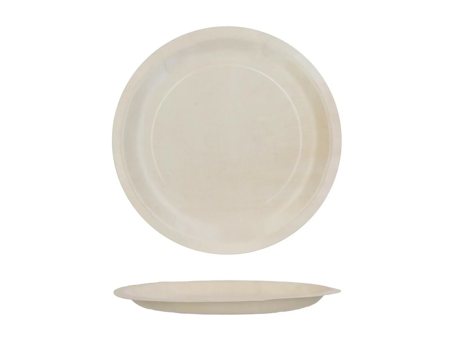 Lot de 6 Assiettes Rondes en Pin "Ecolo" 25cm Naturel