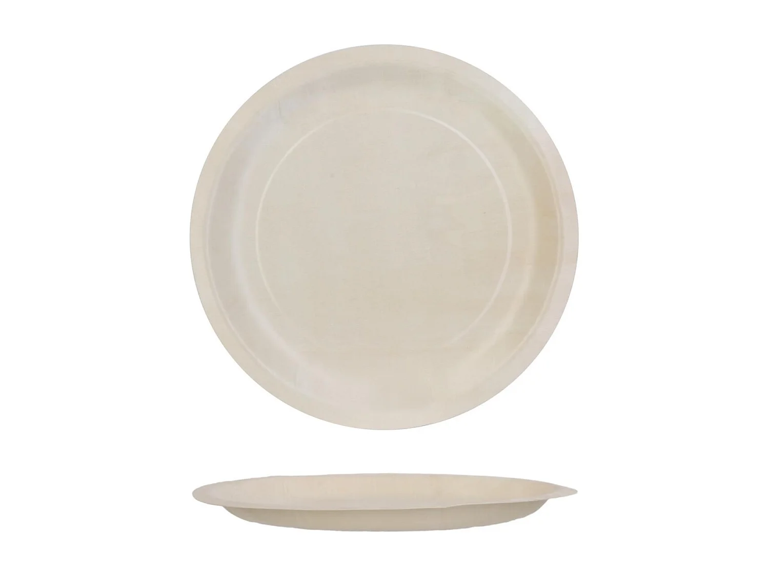 Lot de 6 Assiettes Rondes en Pin "Ecolo" 25cm Naturel