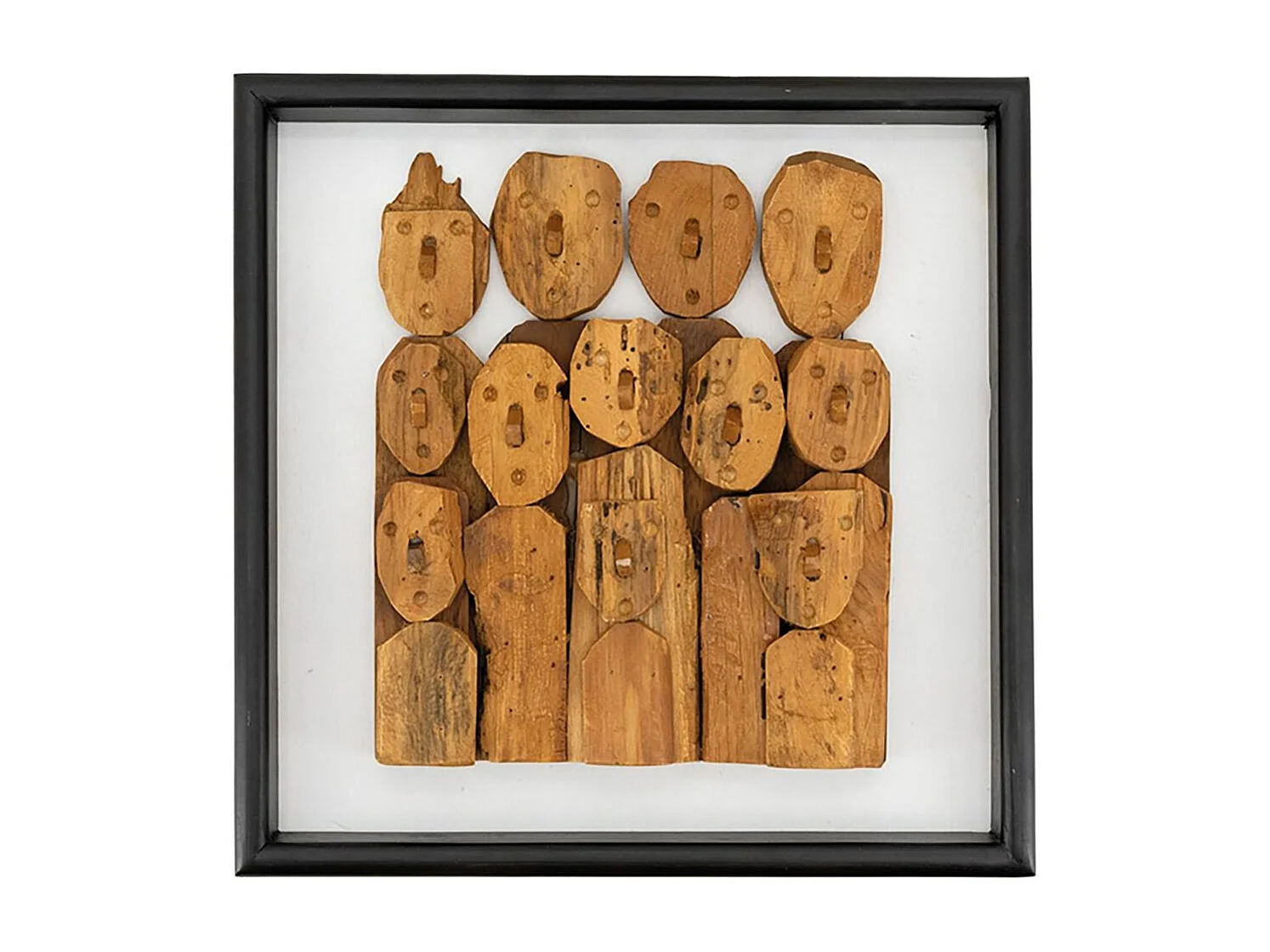 Décor mural en teck recyclé - Family 45 x 45