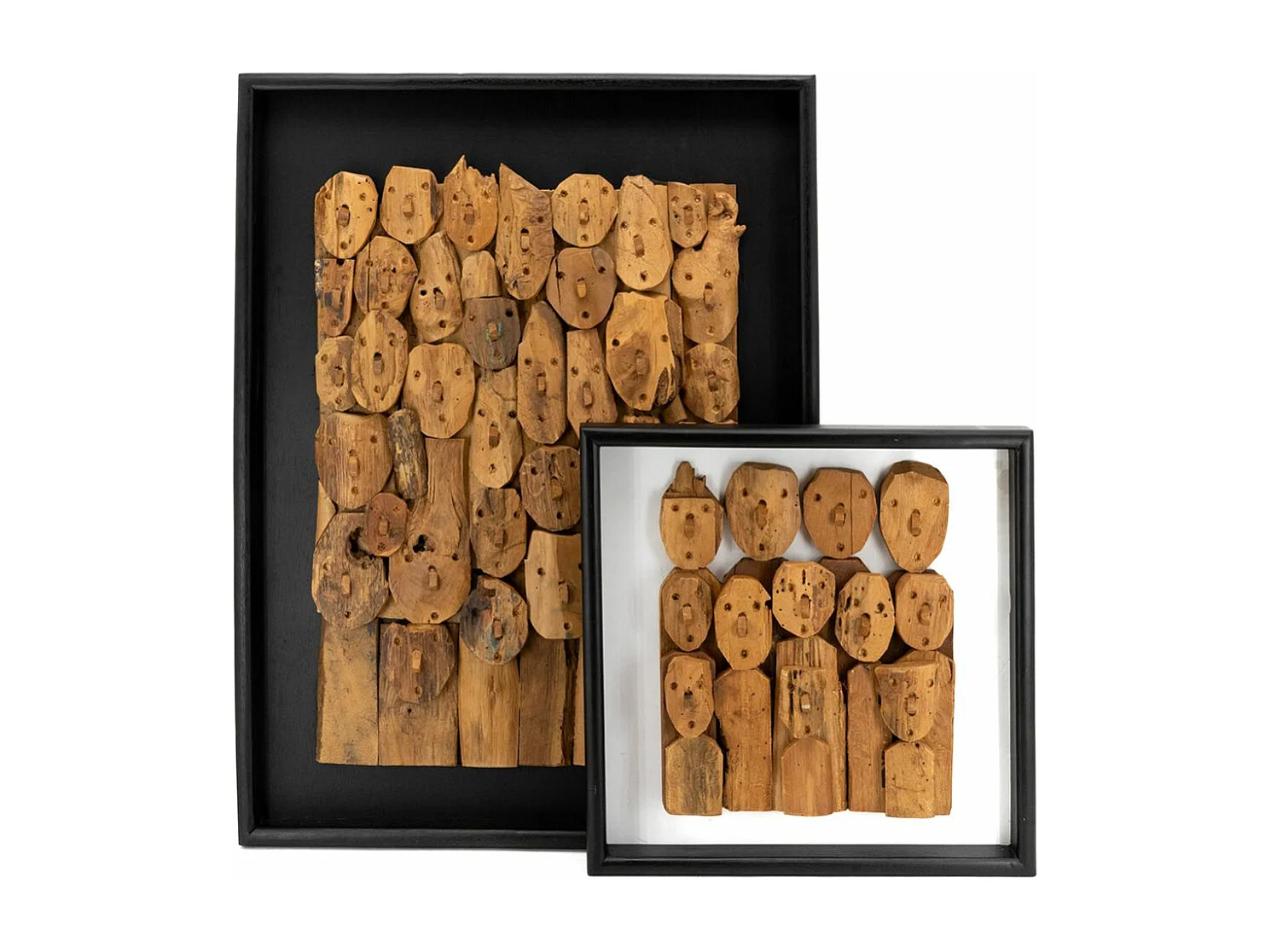 Décor mural en teck recyclé - Family 45 x 45