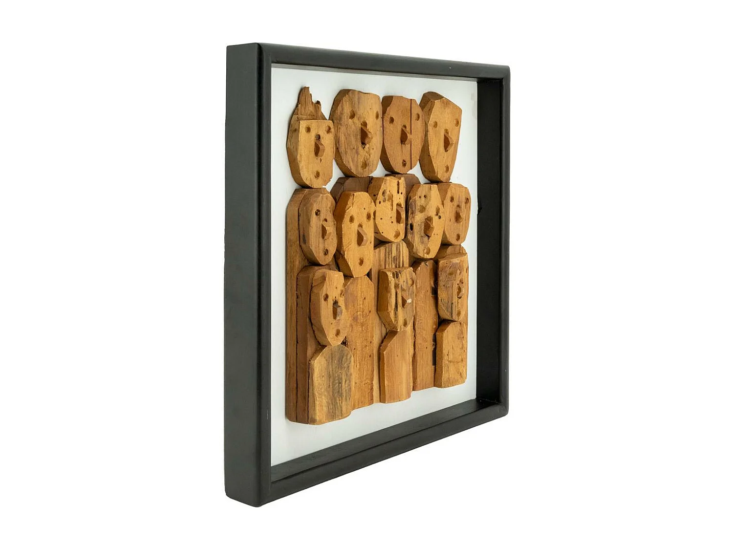 Décor mural en teck recyclé - Family 45 x 45