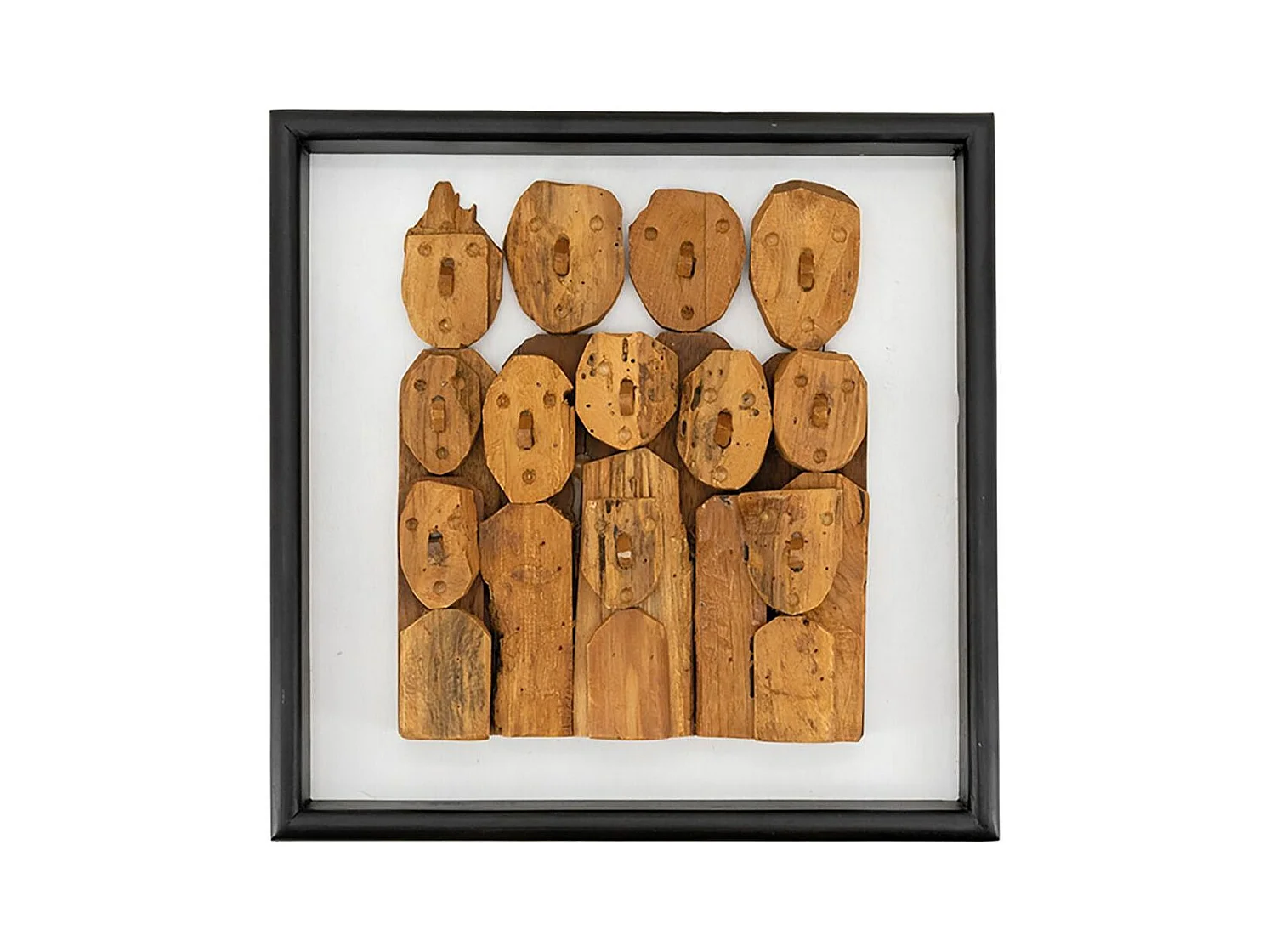 Décor mural en teck recyclé - Family 45 x 45
