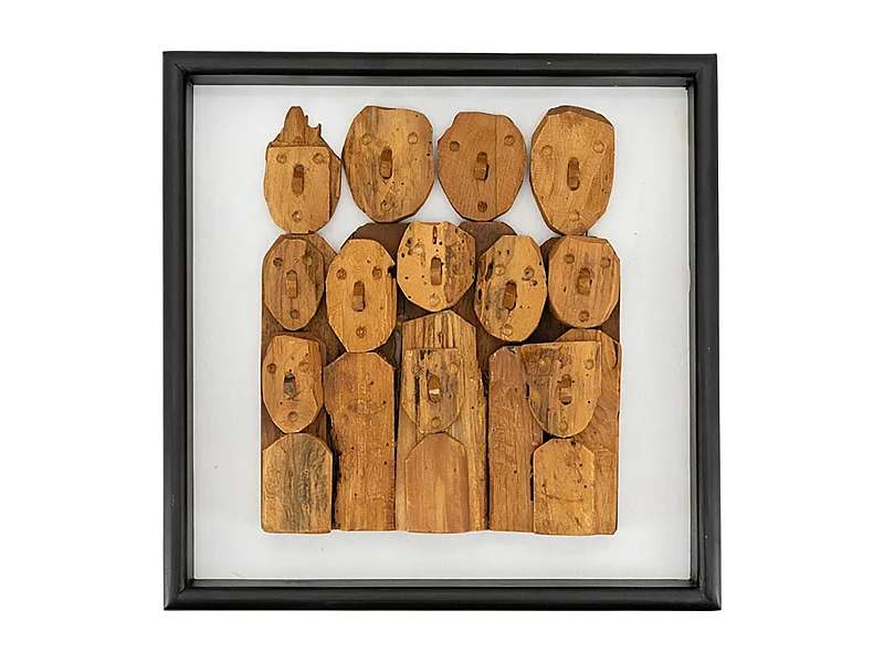 Décor mural en teck recyclé - Family 45 x 45