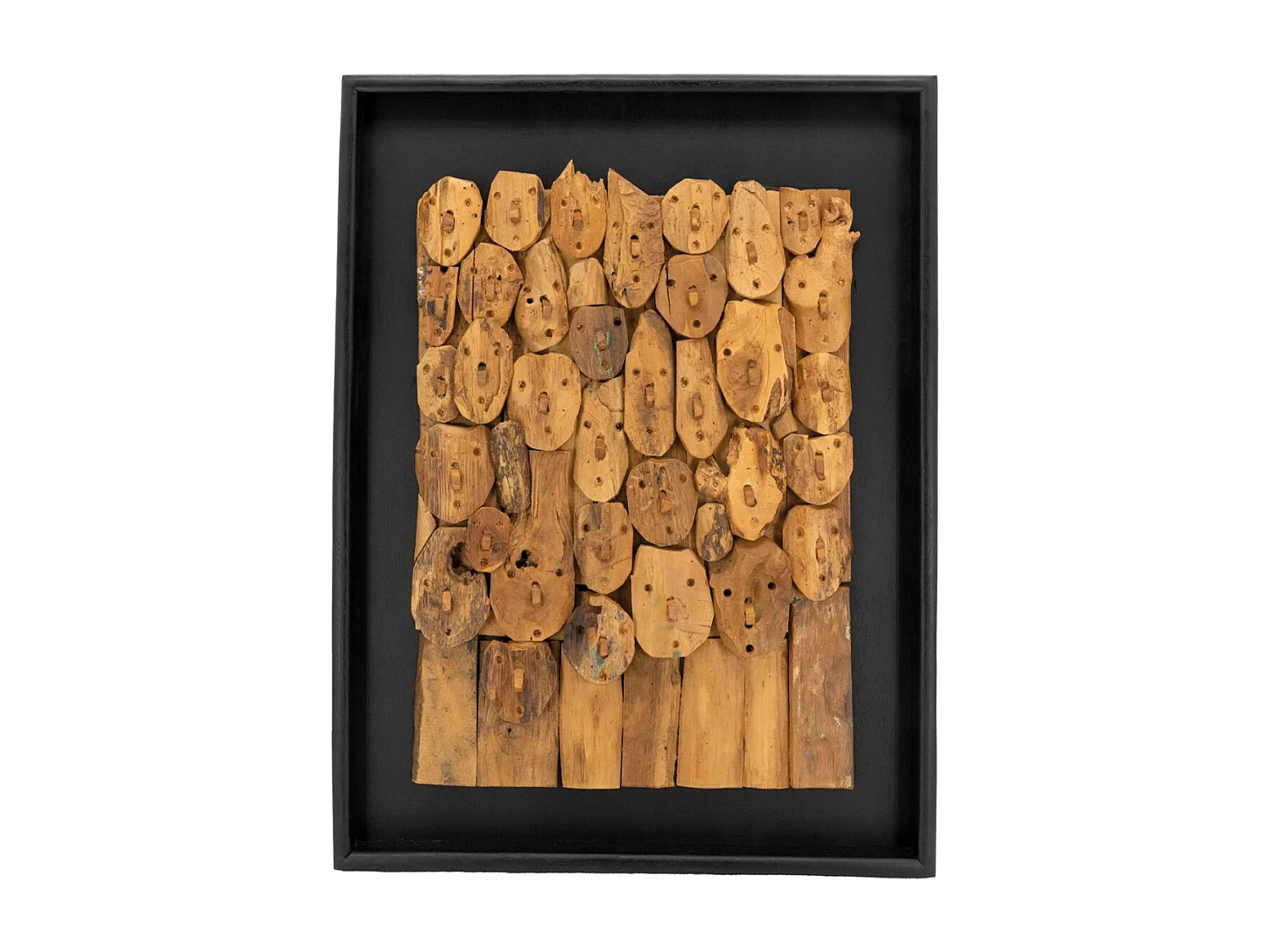 Décor mural en teck recyclé - Family 60 x 80