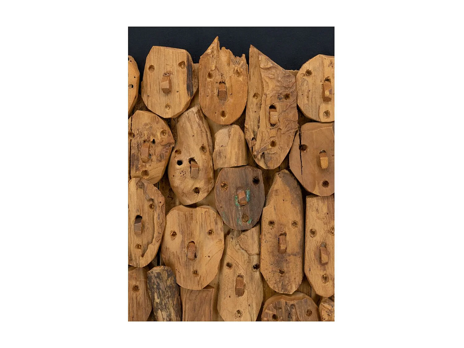 Décor mural en teck recyclé - Family 60 x 80