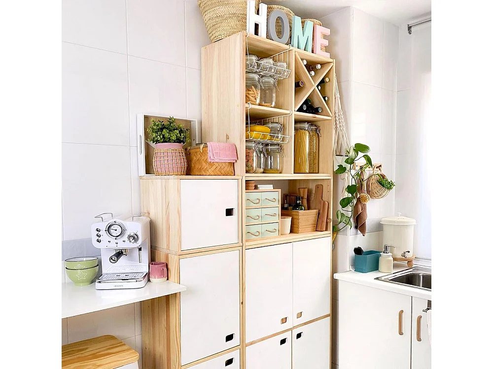 Cube avec range bouteille en pin 12 bouteilles Dinamic