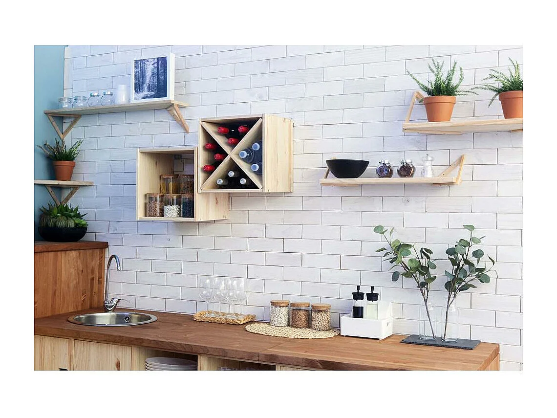 Cube avec range bouteille en pin 12 bouteilles Dinamic