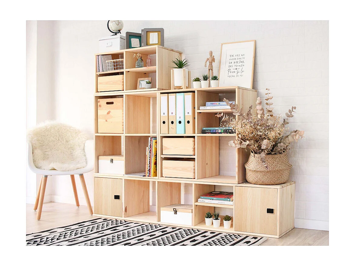 Cube de rangement en pin massif Dinamic Lot de 4