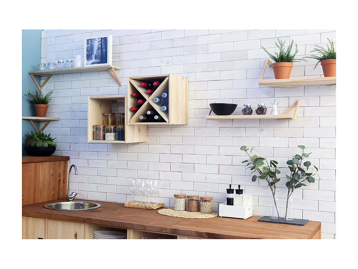 Cube de rangement en pin massif Dinamic Lot de 2