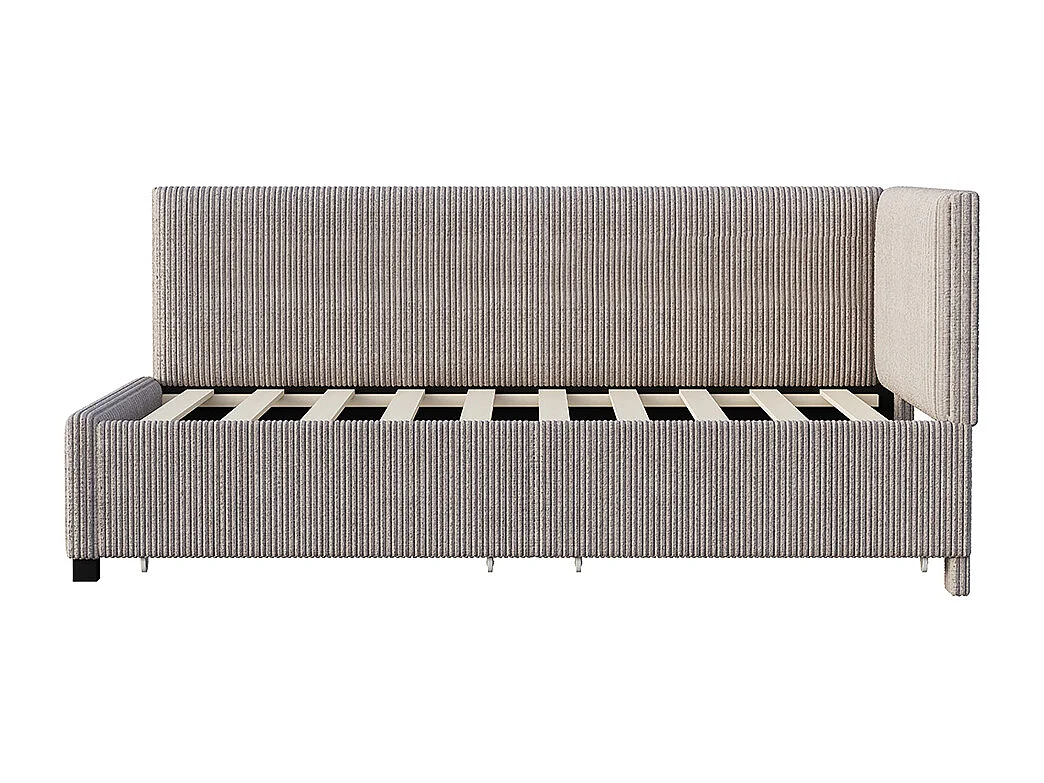 Lit rembourré, canapé-lit 90*200 cm, avec 2 grands tiroirs de rangement, tissu velours doux pour la peau, gris