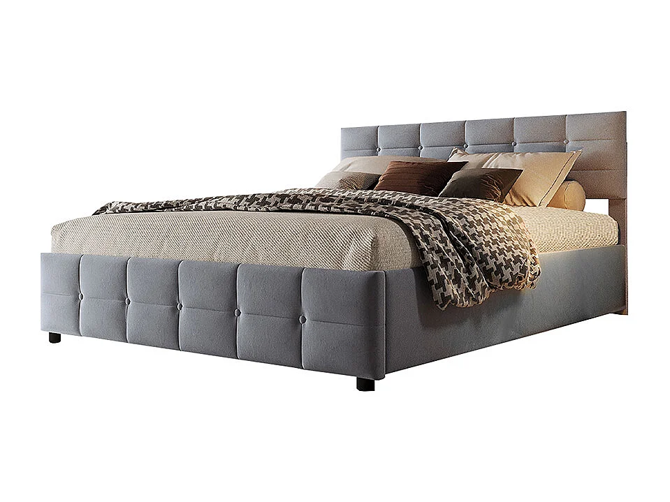 Cama tapizada180*200cm, somier, cama individual hidráulica, tejido de terciopelo holandés, gris