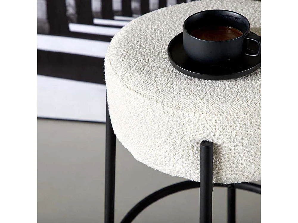 Tabouret de Bar Bouclette "Tucson" 70cm Blanc