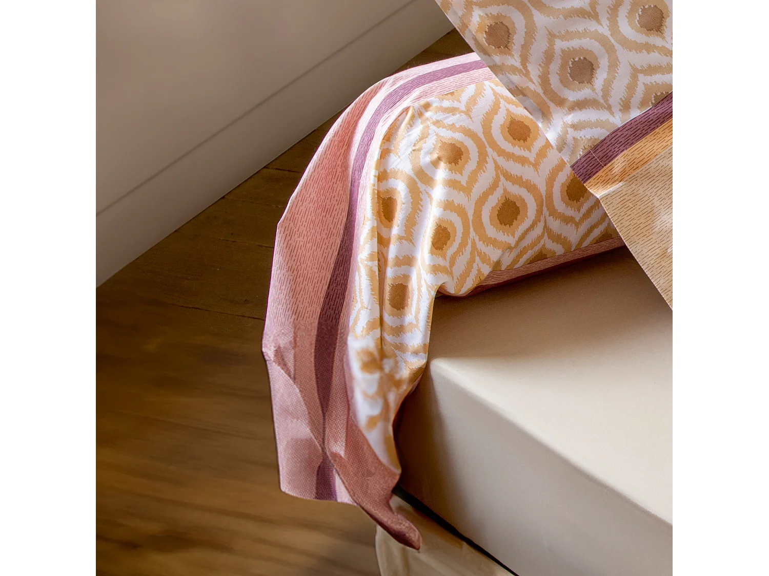 Taie de traversin 140x43 cm coton INOUK rose/beige