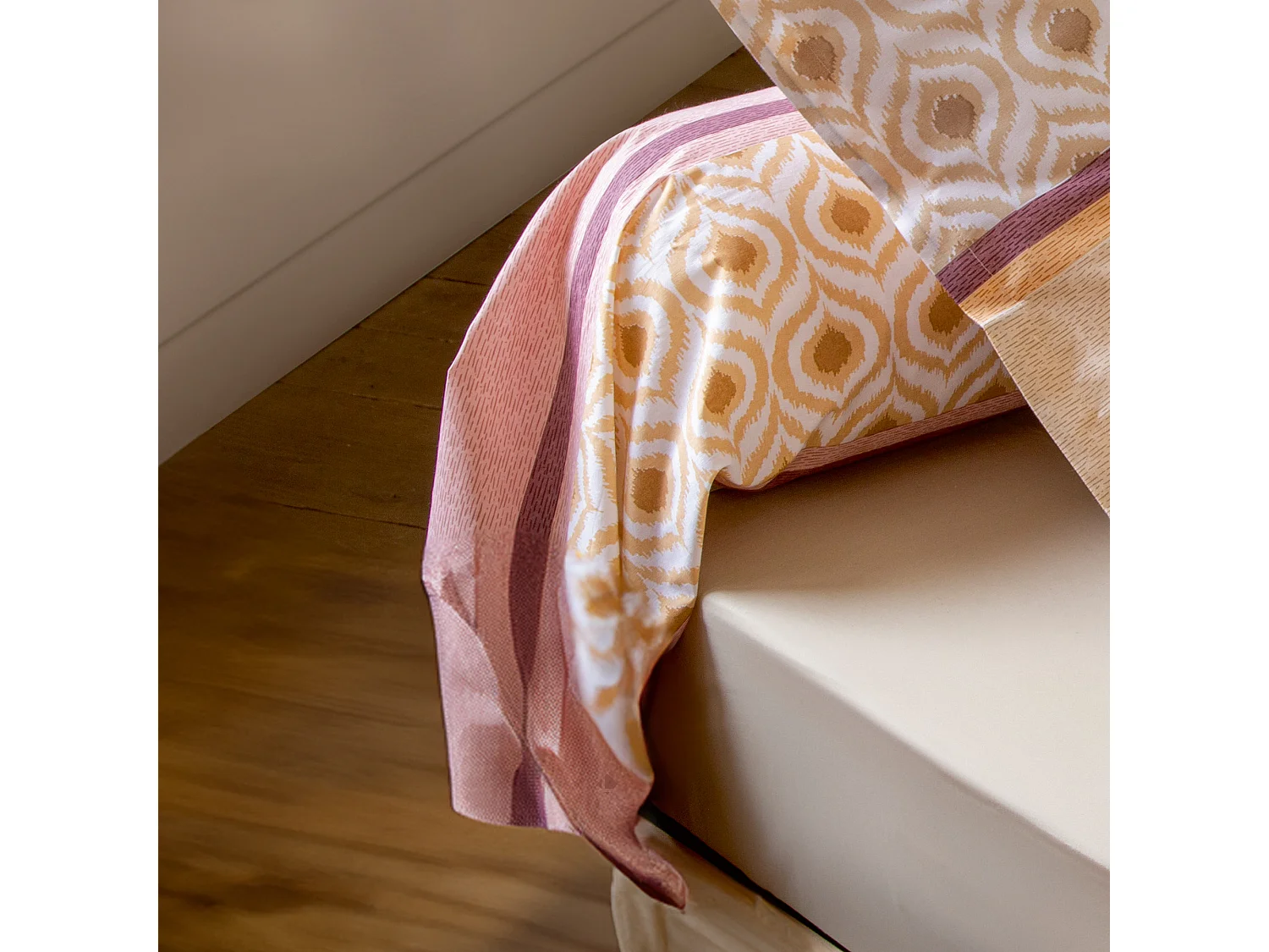 Taie de traversin 200x43 cm coton INOUK rose/beige