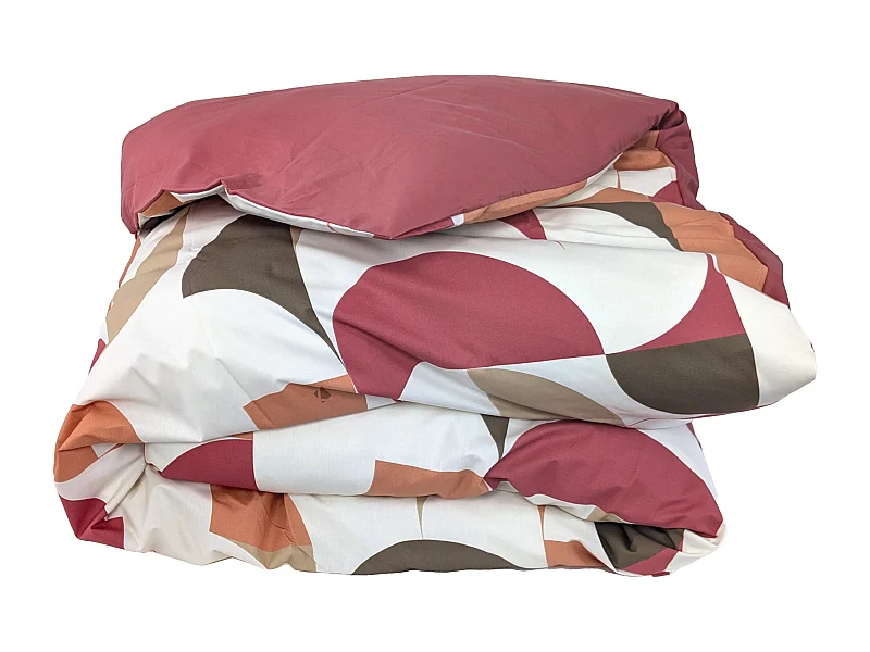 Housse de couette 280x240 cm en 100% percale MODULO blanc acajou